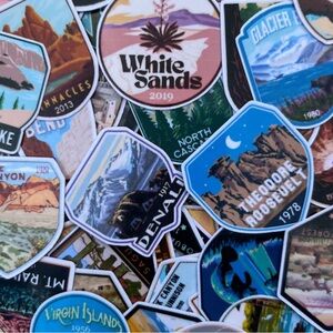 63 National Parks Die Cut Sticker Bundle, Laminated Landmarks.